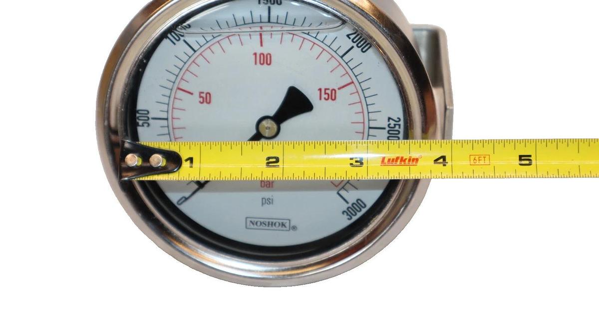 NOSHOK Back Connection Gauge 0-3000psi Liquid Filled 1/4 NPT 206.8 Bar (NEW)