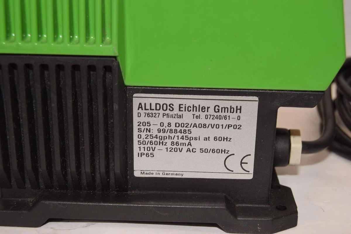 Used Alldos Eichler Gmbh 205-0.8 D02/A08/V01/P02 0.254gph Metering Pump