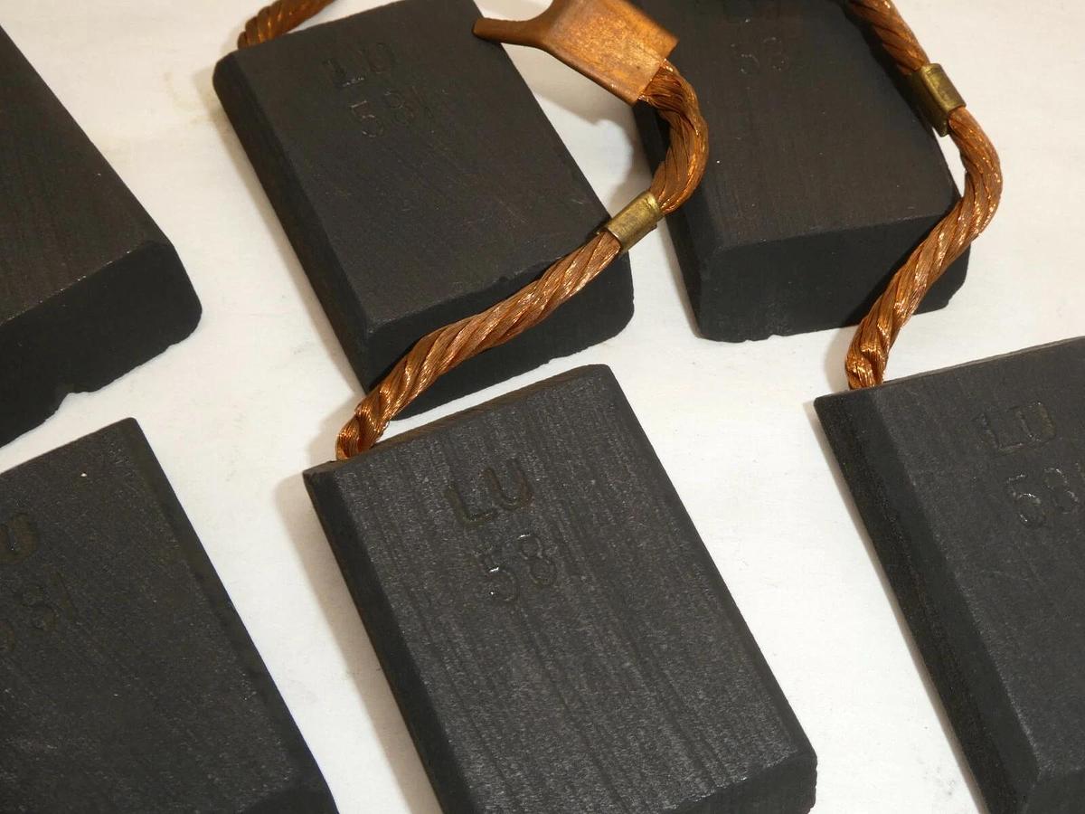 (NEW - Lot of 6) LU 581 LU581 1-15/64" x 2-1/64" x 1/2" Carbon Motor Brush