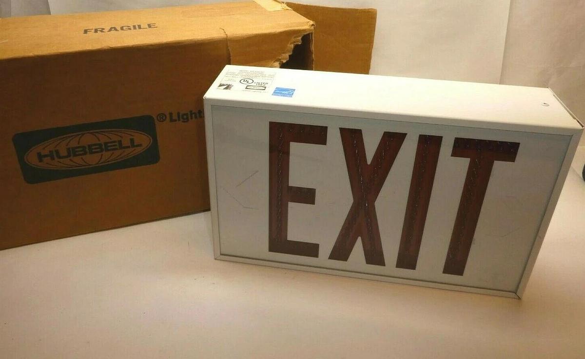 (NEW) HUBBELL PLED1ACRWW Led Direct View Exit Sign