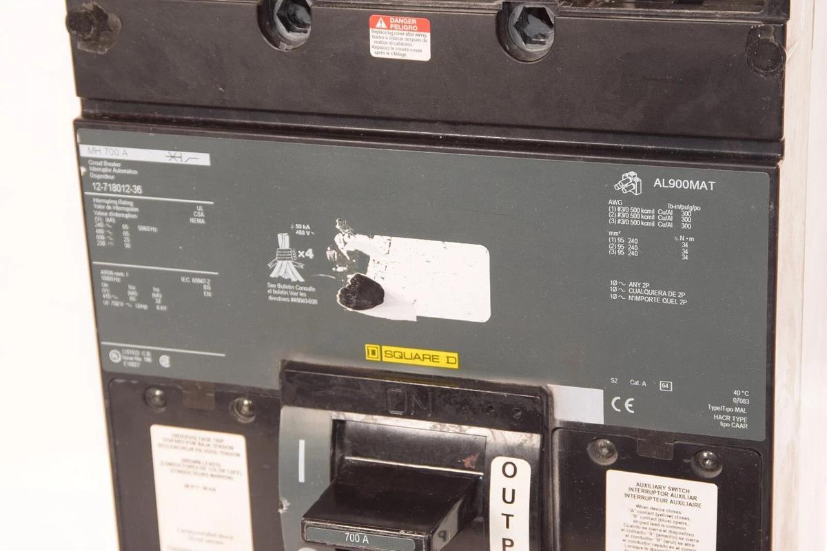 Used SQUARE D MH 700A MH700A 12-718012-36 700 Amp 3P Circuit Breaker