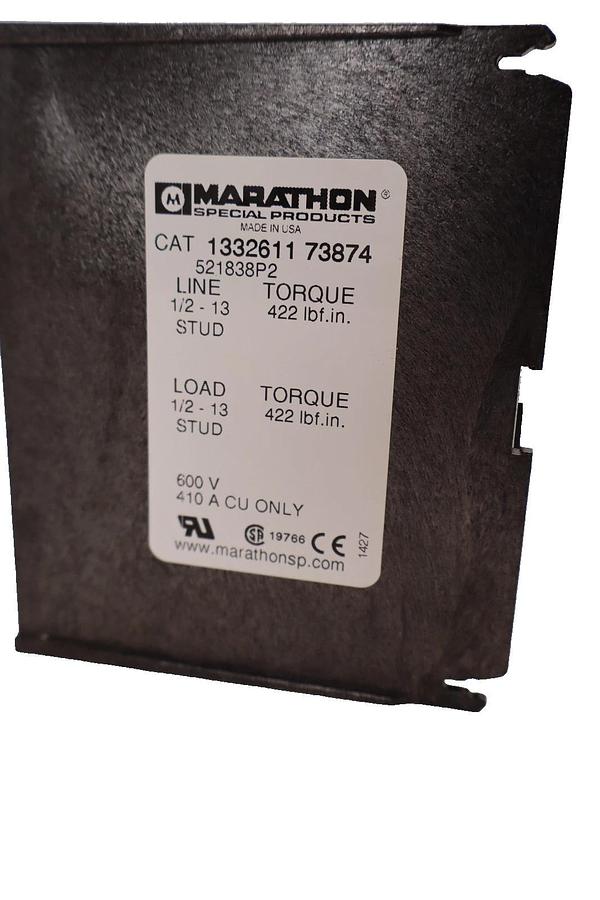 Used MARATHON 1332611 73874 , 133261173874 600V 410A 2P Power Distribution Block