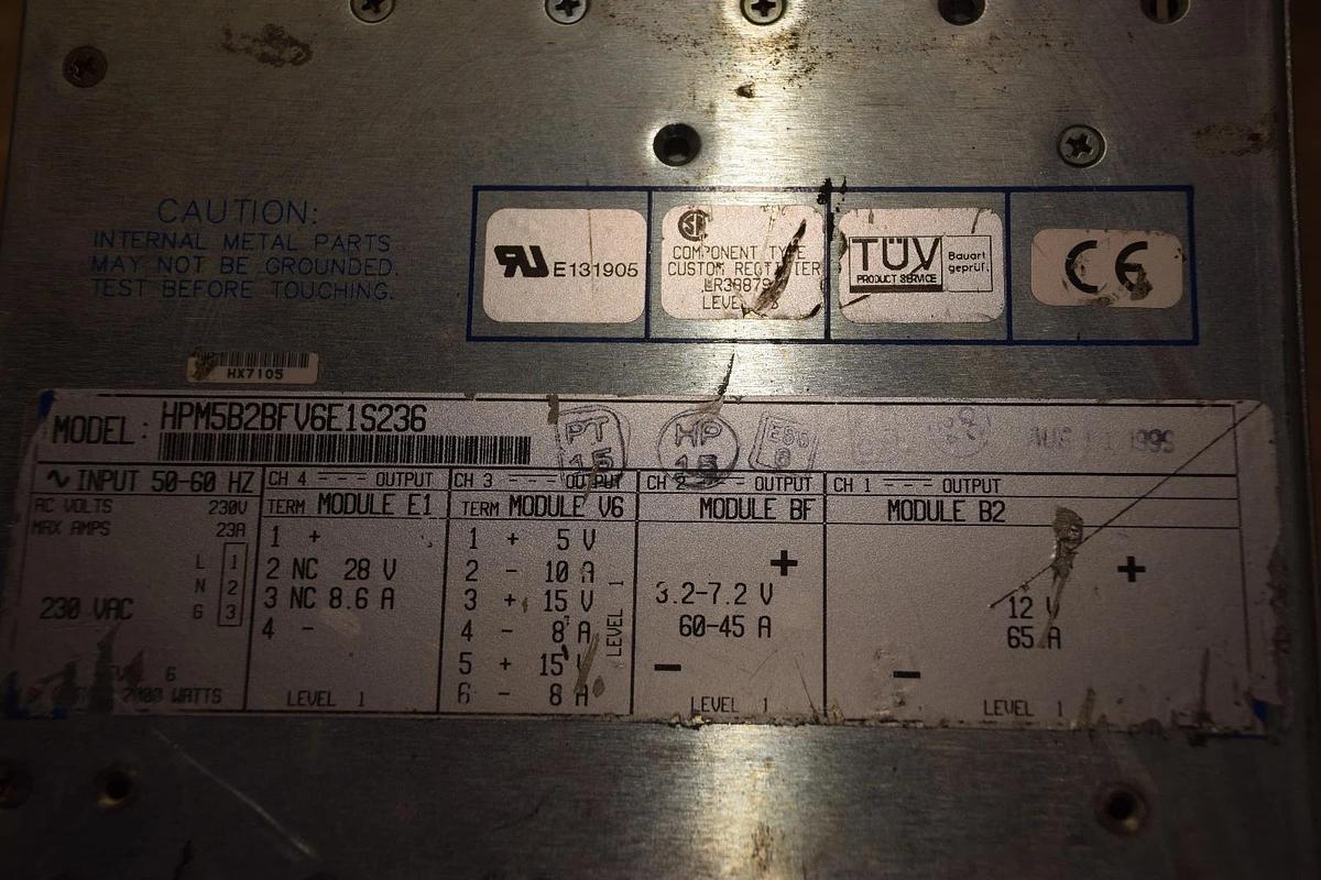 Used POWER-ONE HPM5B2BFV6E1S236 TERADYNE PART 405-160-00 230VAC 50/60Hz POWER SUPPLY