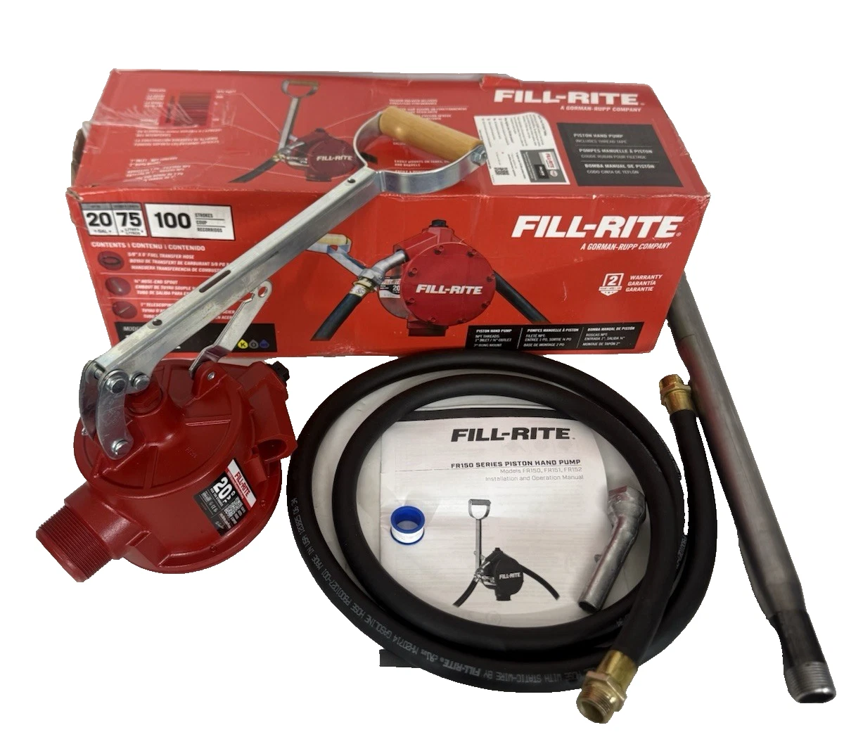 Fill-Rite FillRite 5200 Series Piston Hand Pump Hose & Nozzle FR152 20Gal (NEW)