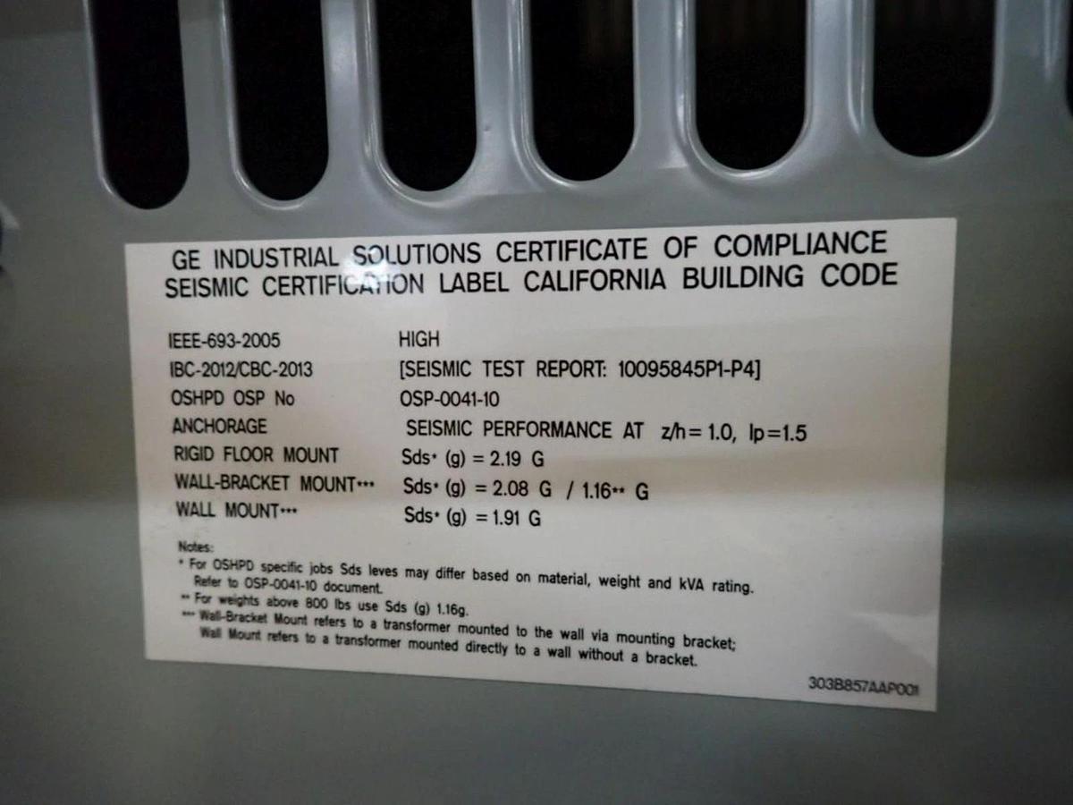 GE 45kva Transformer 9T10C1003G61 480V QL  Pri 480V Sec 208V 120V 45 kva (New)