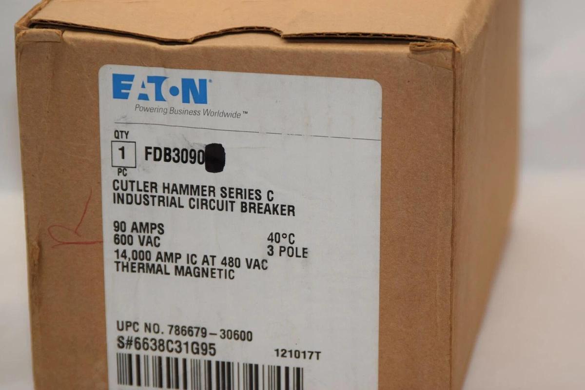 (NEW) EATON CUTLER HAMMER FDB3090 90A 90 Amp 90 A 3P 600Vac Circuit Breaker