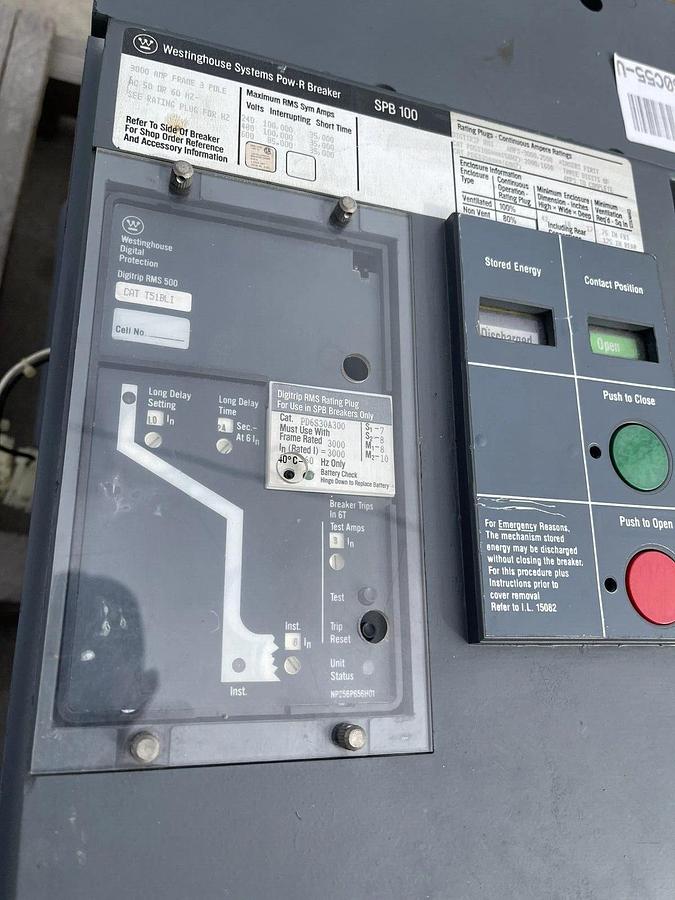 Westinghouse SPB100 3000A 3p 600V Pow-R-Way Breaker T51BLI, SPBR330F51, 3000 Amp