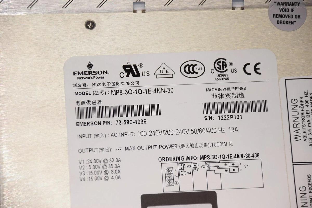 Used EMERSON MP8-3Q-1Q-1E-4NN-30 MP83Q1Q1E4NN30 73-580-4036 13A Power Supply