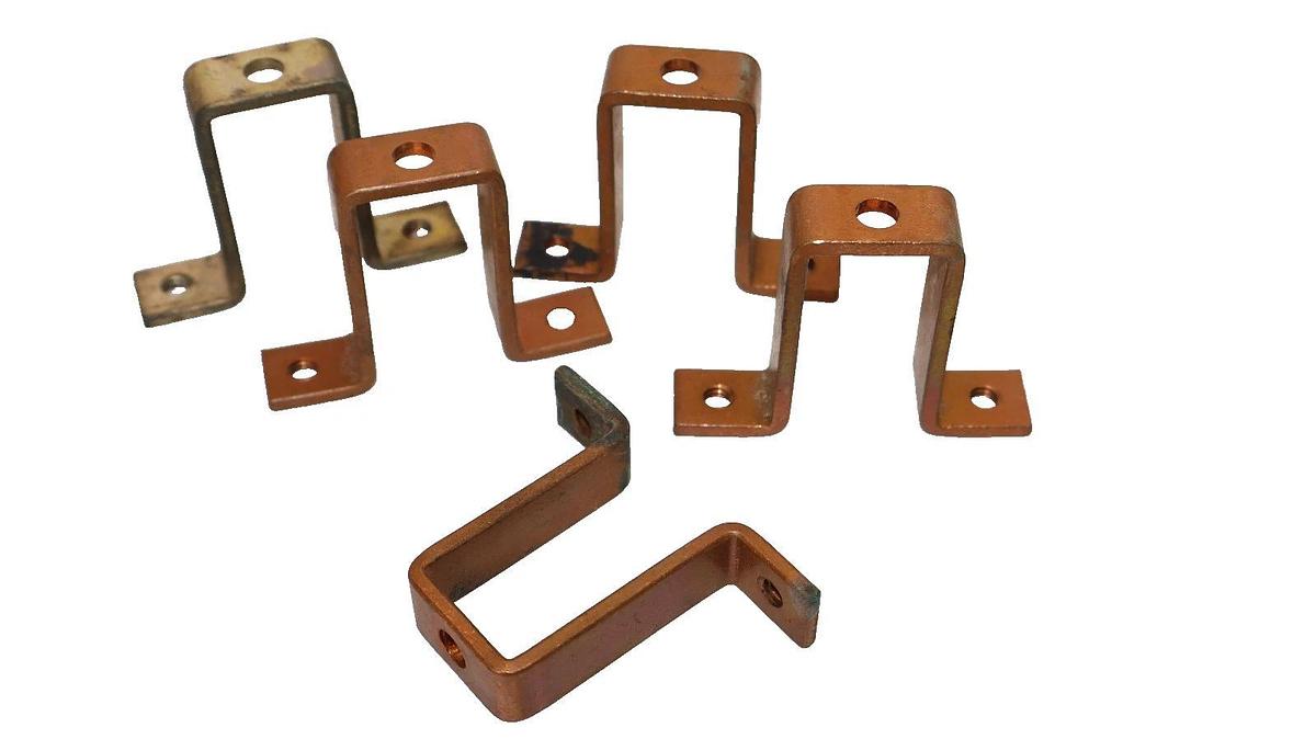 Used Buss Bar Copper 1-3/4" x 2-5/8 x 1-1/8" (Lot of 5)
