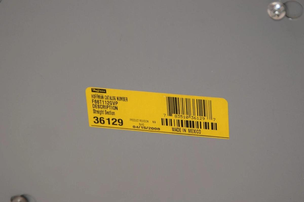 HOFFMAN F66T112GVP 12" x 6-1/4" x 6"-1/4" Straight Section Wireway Outer Fitting