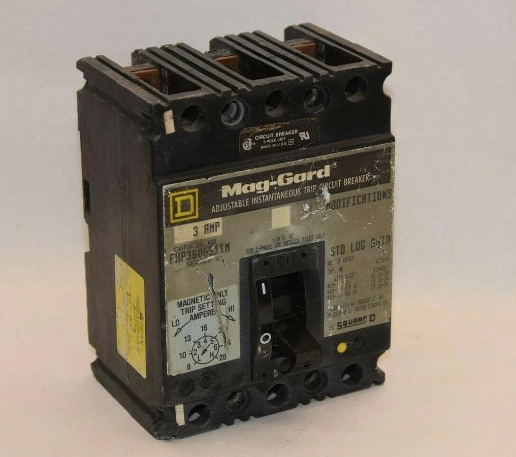 SQUARE D FAP3600311M 3A 3 Amp 3 A 600Vac 3P Mag-Gard Circuit Breaker
