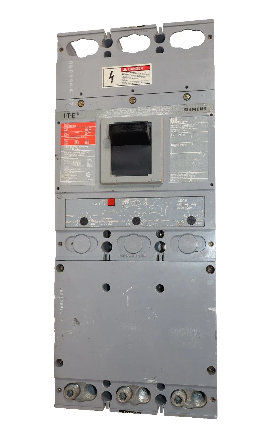 Used Siemens ITE I-T-E Sentron Breaker CJD63B400 400A 400 Amp 600v CJD6 3p 400a Trip