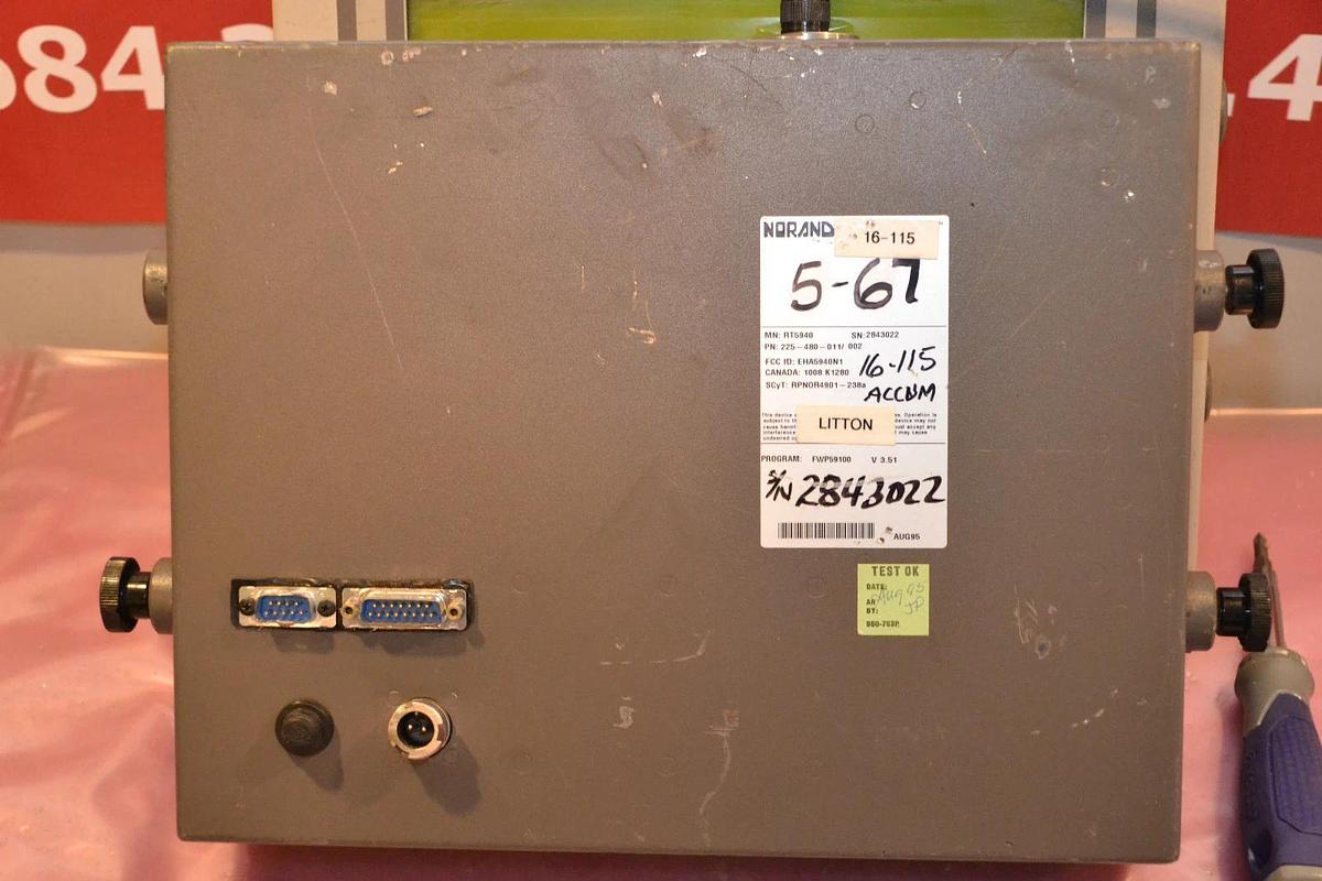 Used NORAND BAR CODE ID STATION WITH ANTENNA RT5940 2843022 225-480-011/002
