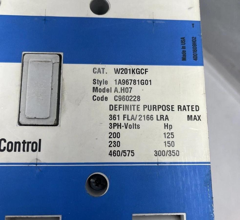Refurbished WESTINGHOUSE Cutler Hammer Advantage Contactor W201KGCF A.H07 1A96781G01 Sz 5DP
