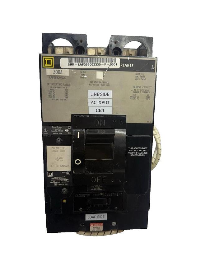 Used SQUARE D LAF363002330 LAF36300 300A Shunt Trip Circuit Breaker LA11028 300 Amp A