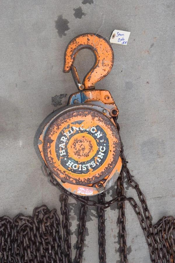 Used HARRINGTON CF030 3-Ton 3 Ton 3T Manual Overhead Chain Hoist (20' Chain Drop)