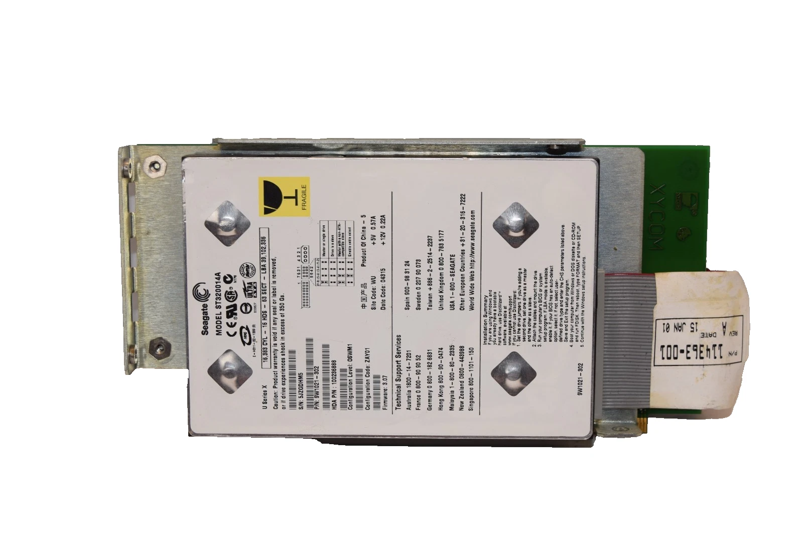 Used XYCOM 118495-001 3-Slot Card Module with ST320014A Internal Hard Drive
