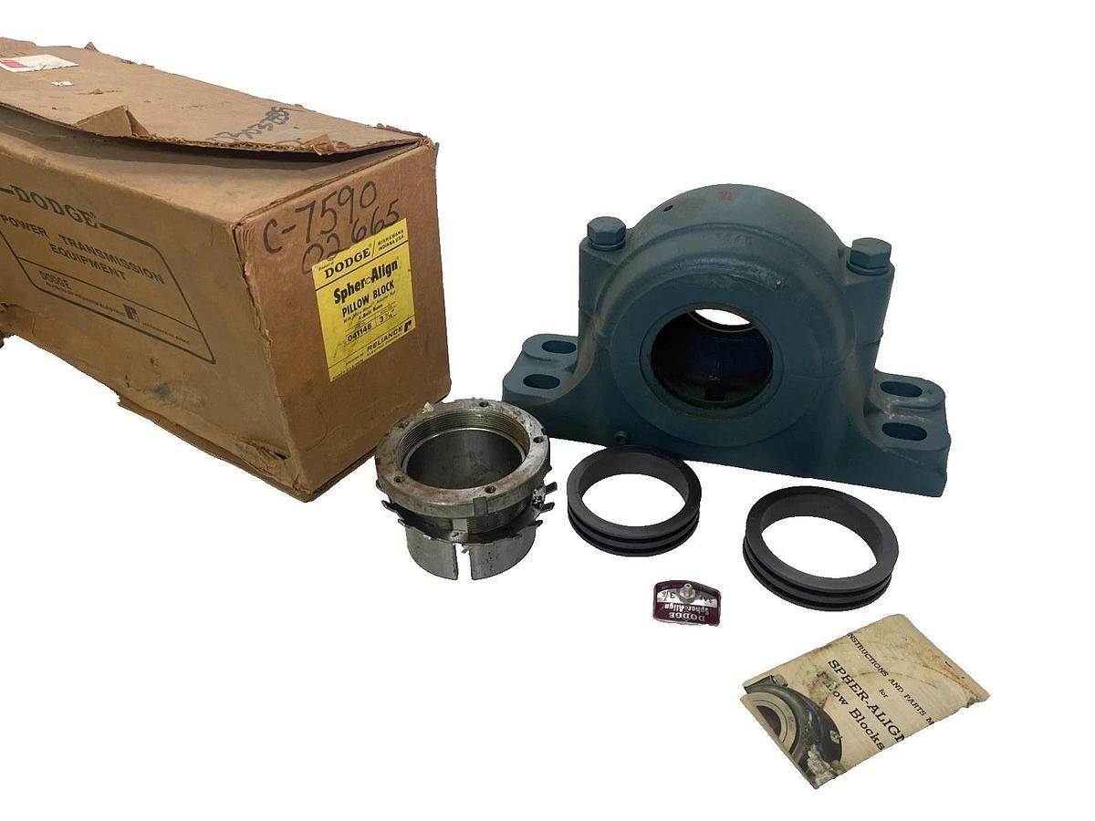Dodge Reliance Spher-Align Pillow Block Bearing 041146 3-7/16" 4bolt base (NEW)