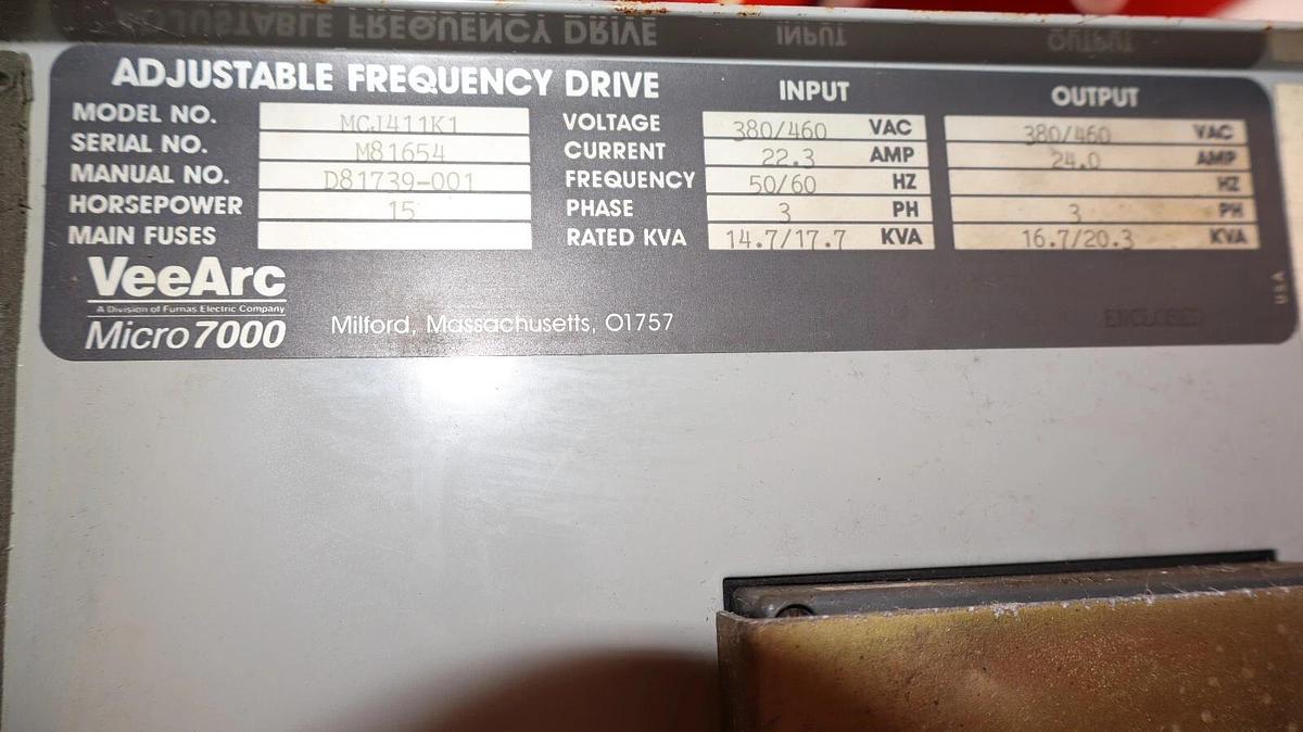 Used FURNAS VeeArc Micro7000 Drive MCJ411K1 15HP 15 hp 3PH 22.3A 380/460v