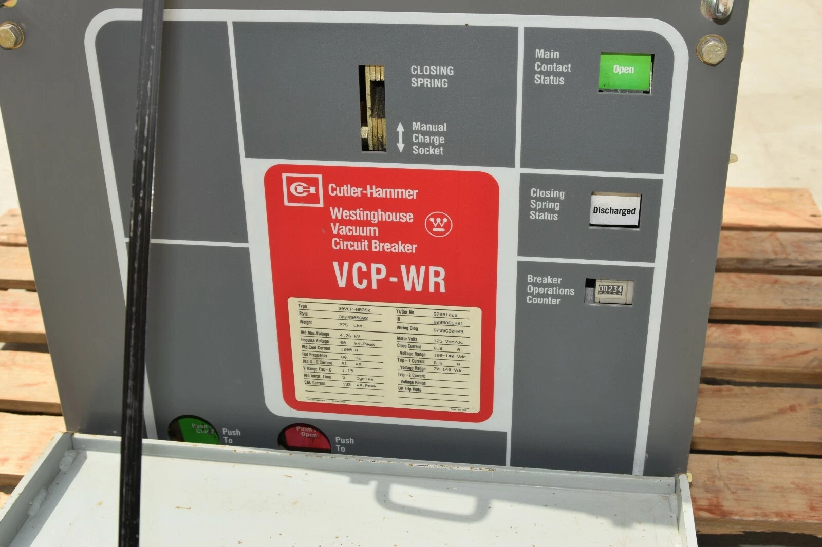 Used Cutler Hammer 50VCP-WR350 Vacuum Circuit Breaker 4.76 KV, 1200A, 1200 Amp VCP-WR