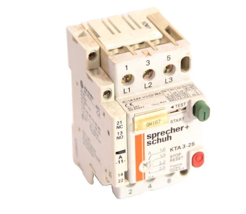 Used SPRECHER + SCHUH KTA 3-25 1.6-2.5A Manual Motor Starter
