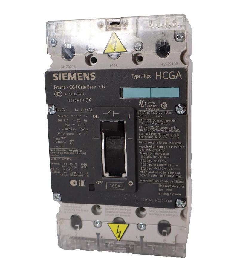 Used Siemens HCGA 100a Breaker HCS3S100 3VL1110-2KE30-0AA0 3VL11102KE300AA0 100 Amp