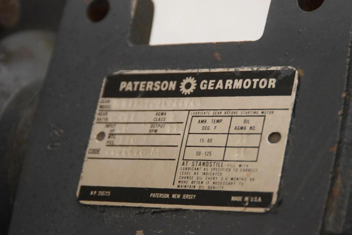 Used GE 5K42HG5180EX 1/2hp .5hp Motor 230/460V 3ph w/ Patterson Gearmotor 20:1