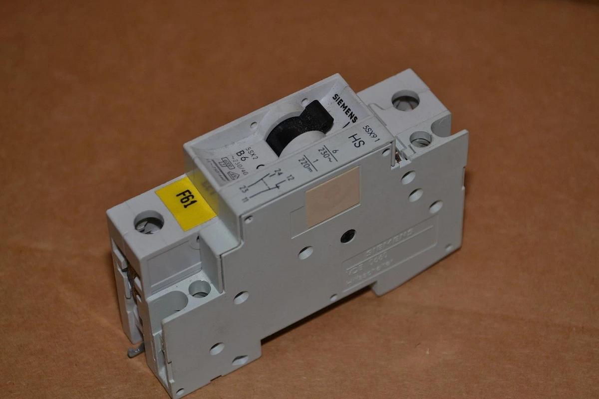 Used SIEMENS 5SX2 B6 5SX91 HS 5SX91 HS 6 Amp A 6A 1POLE 1p CIRCUIT BREAKER