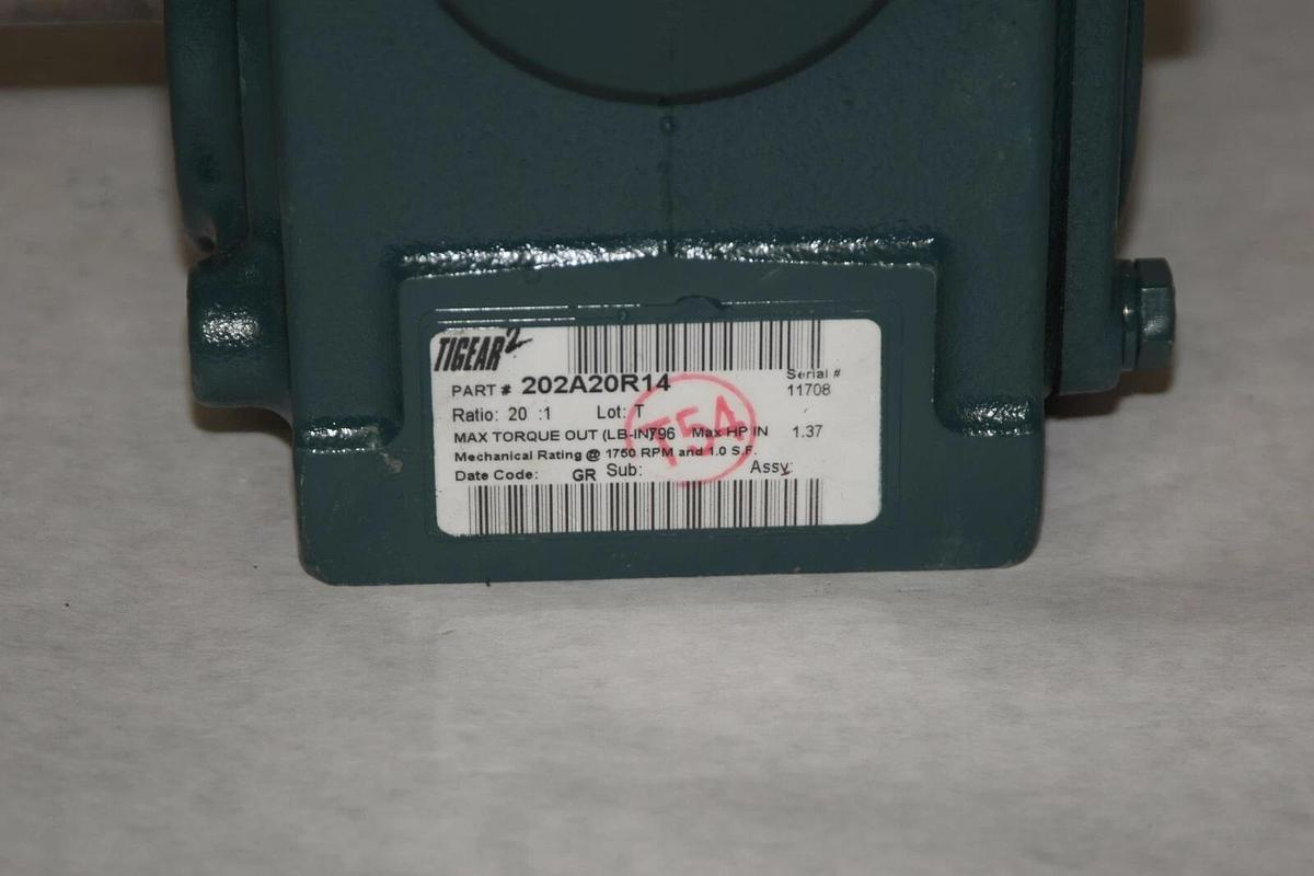 DODGE 202A20R14 TIGEAR-2 Reducer 20:1 1750RPM Right Angle gear box (NEW)
