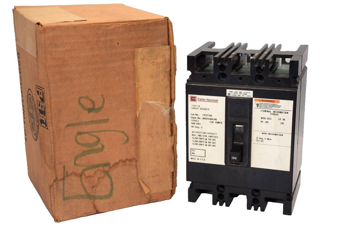 CUTLER HAMMER Circuit Breaker FB3150L 4992D46G46 3Pole 150A 150 Amp 600V 3p NEW