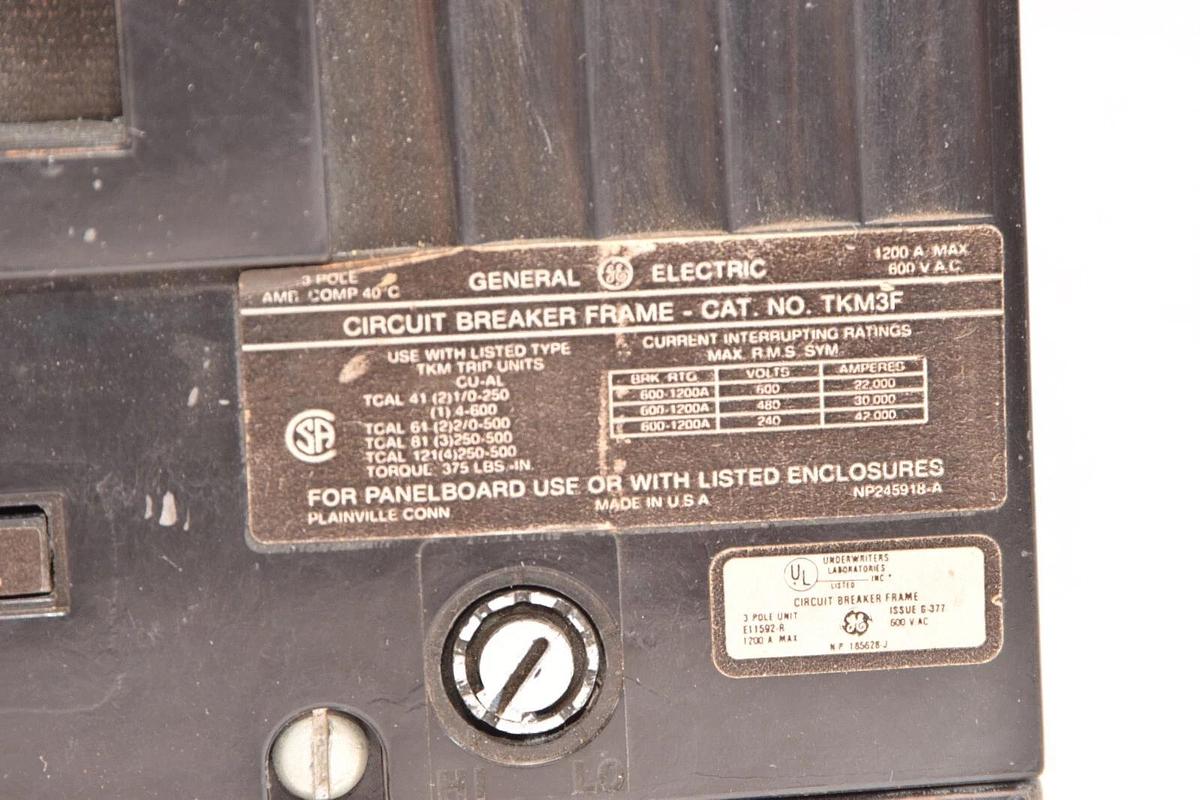 Used CUTLER HAMMER TKM3F 1200Amp 600Vac 700Amp Trip Circuit Breaker