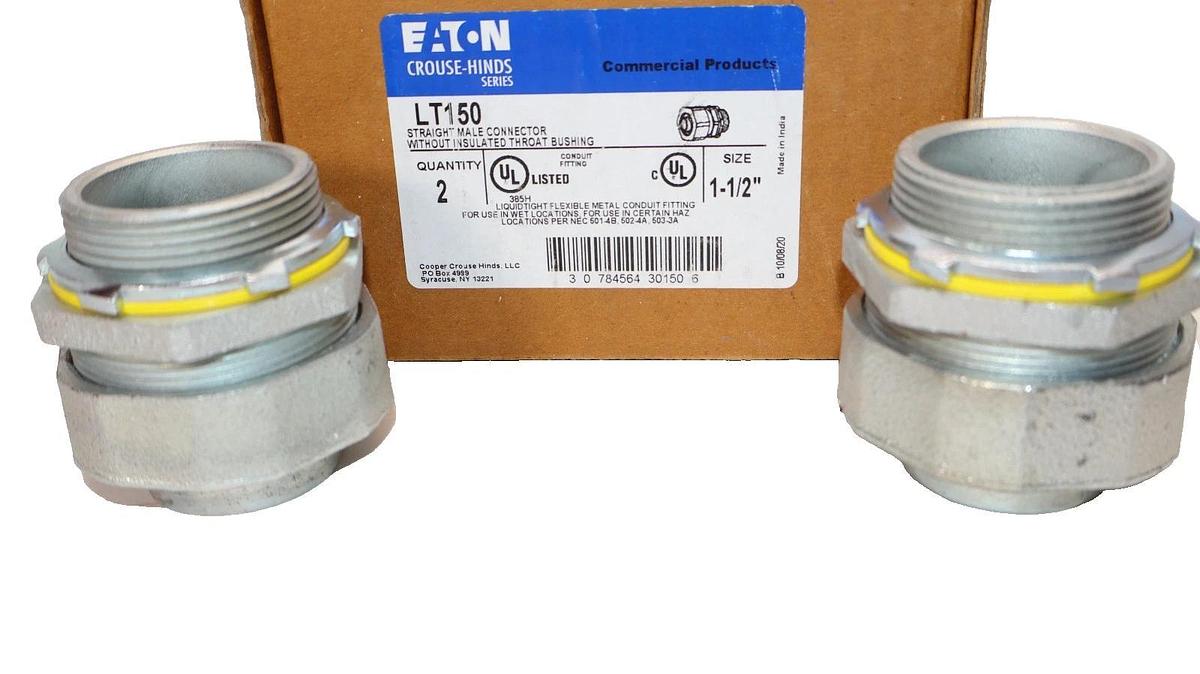 Eaton LT150 1-1/2" Liquidtight Flexible Metal Conduit Fitting (New - Box of 2)