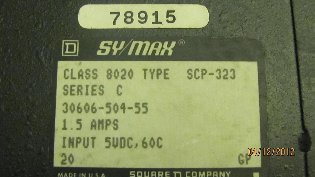 Used SQUARE D SY/MAX MODEL 300 PROCESSOR 8020 SCP-323 8020SCP323 1.5A 1.5 A AMPS