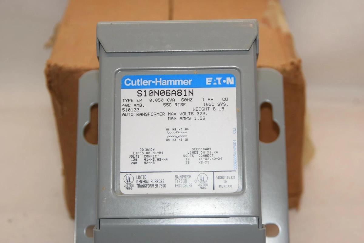 (NEW) CUTLER HAMMER EATON EP Auto Transformer S10N06A81N .050kva .050 kva 1Ph