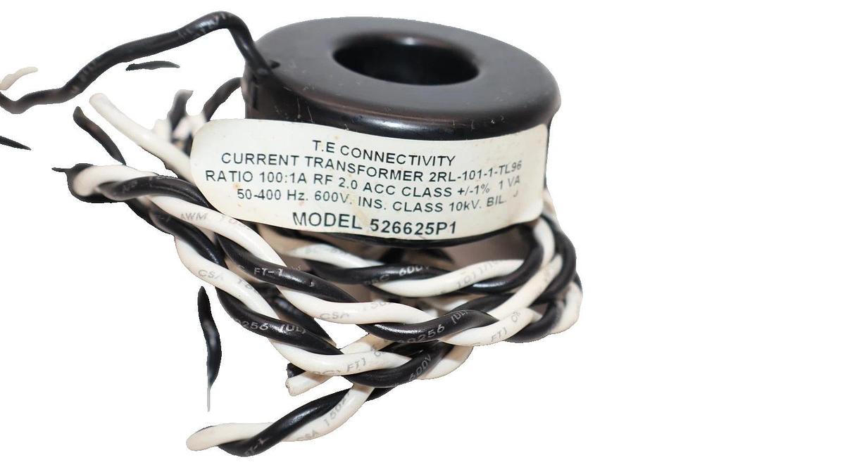 Used T.E. CONNECTIVITITY 526625P1 , 2RL-101-1-TL96 100:1A 50-400Hz Transformer