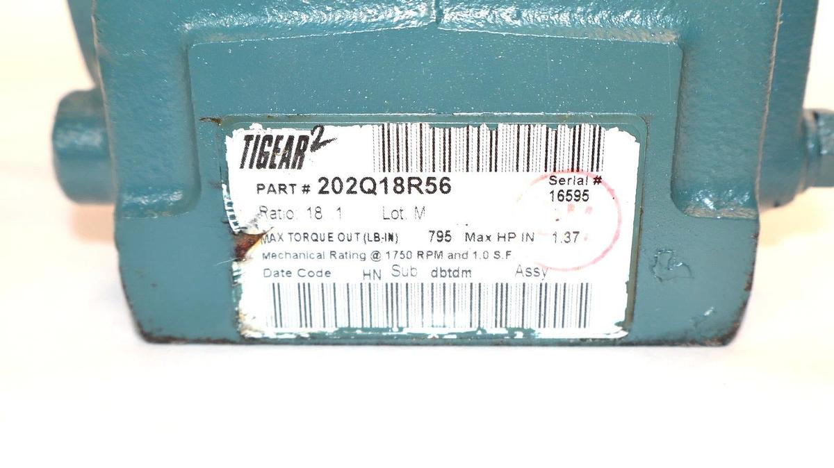 Refurbished Dodge Tigear 2 202Q18R56 18:1 Ratio 1" Shaft Gear Reducer