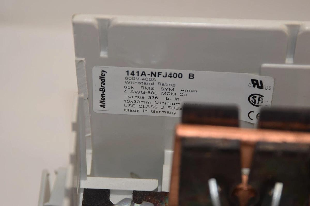 Used ALLEN BRADLEY 141A-NFJ400 Series B 600V 400A Fuse Base W/JKS-250 Fuse