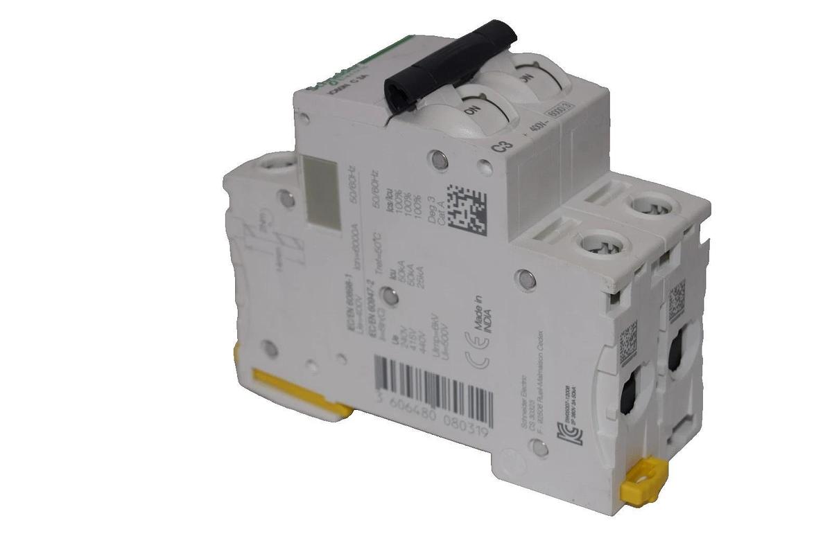 Used SCHNEIDER ELECTIRC iC60N C 3A 2 Pole 2P 400V Miniature Circuit Breaker