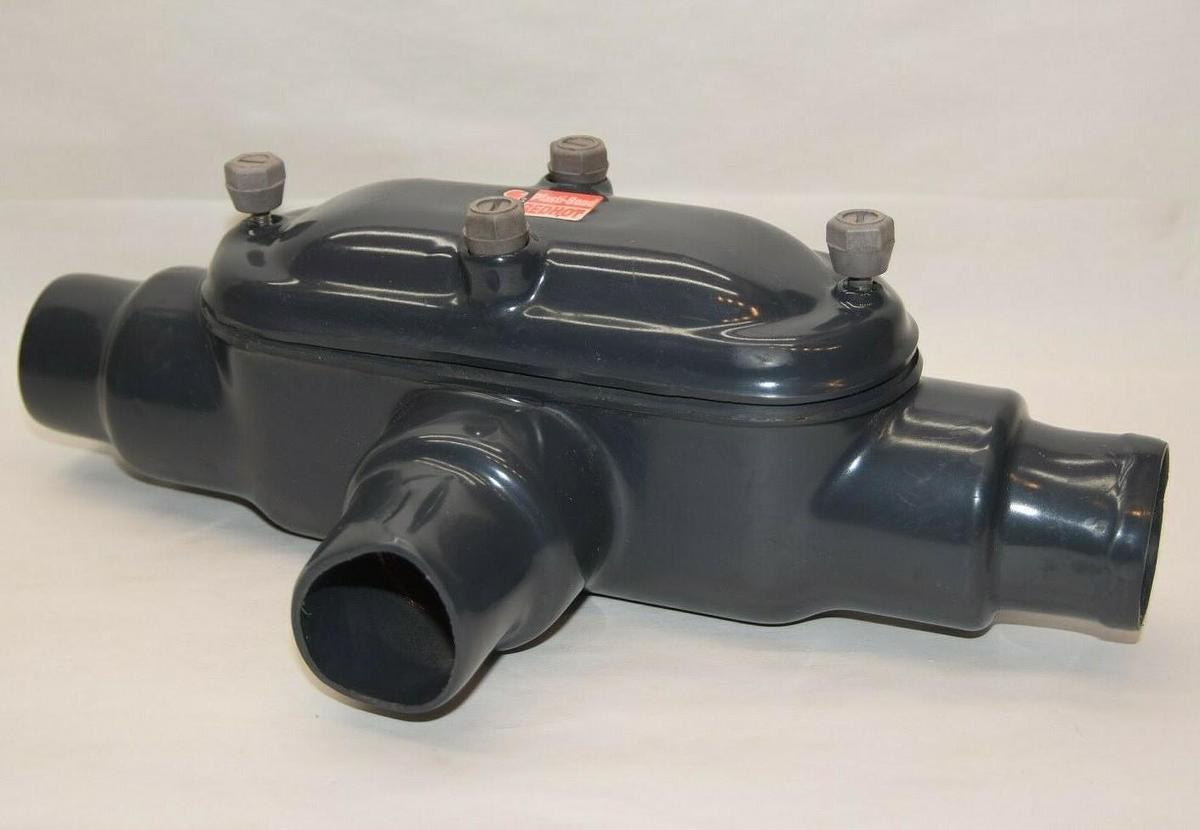 (NEW) PLASTI-BOND Red H2OT 1-1/2" Coated Conduit Body Tee T Fitting