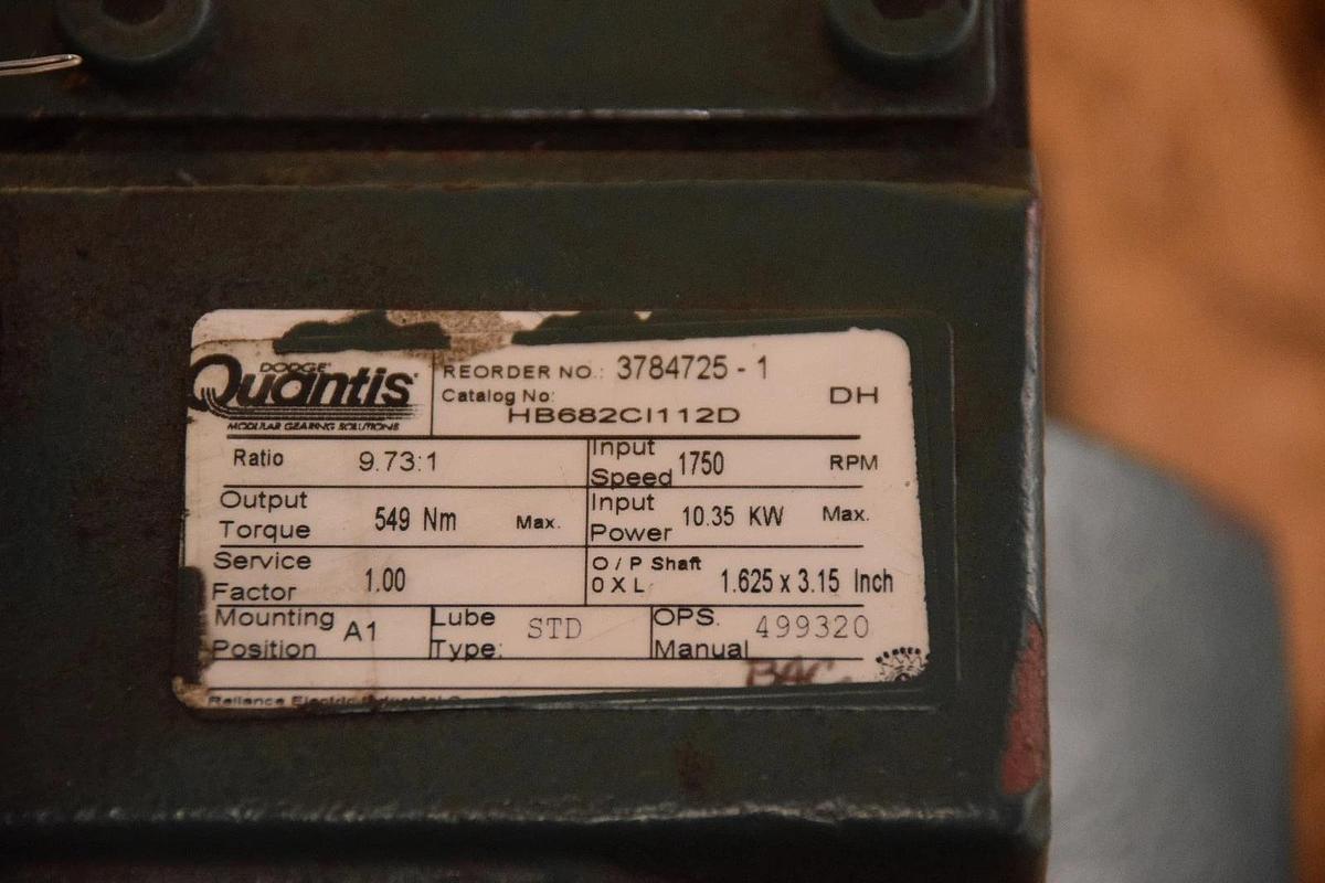 Used DODGE QUANTIS HB682CI112D 3784725-1 Ratio 9.73:1 1750 RPM 10.35 KW 549 Nm max