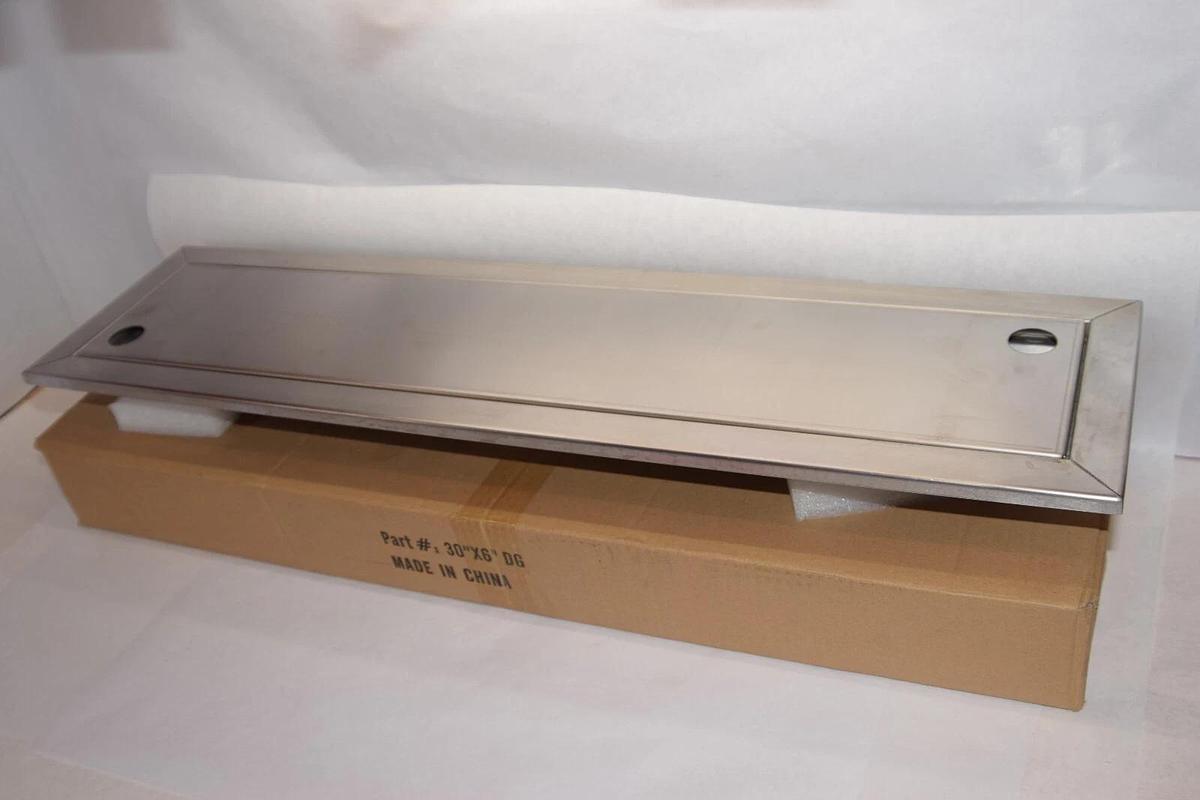 30" x 6" DG Rectangular Stainless Fire Pit Pan, Heavy-Duty Drop-In Pit Pan