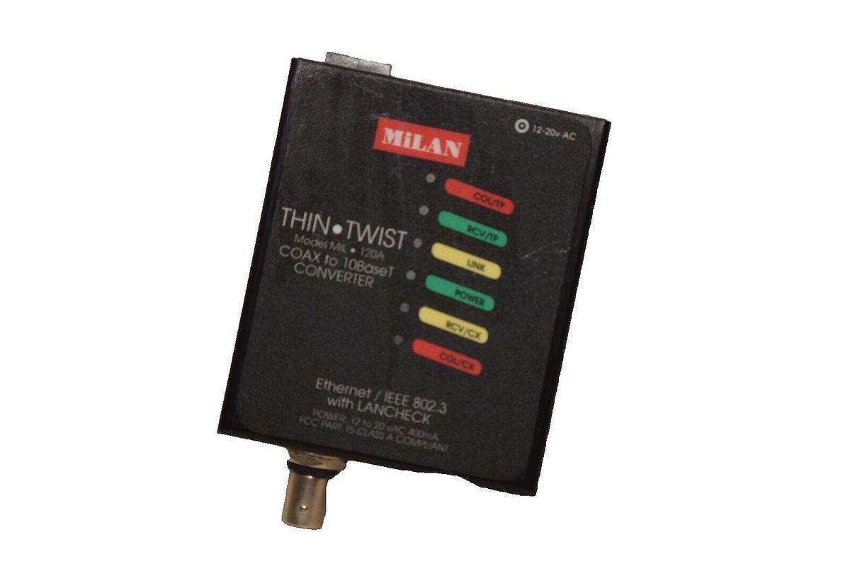 Used MILAN MIL-120A Thin Twist Coax to 10BaseT Converter