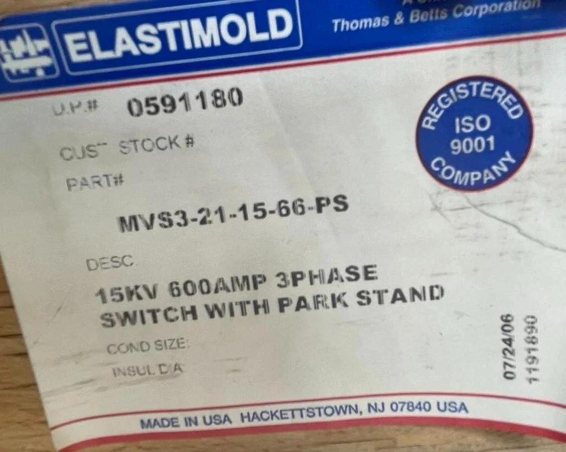 Elastimold Vacuum Switch 15kv MVS3-21-15-66-PS MVS3-21-15-66PS 600A, 600Amp, NEW