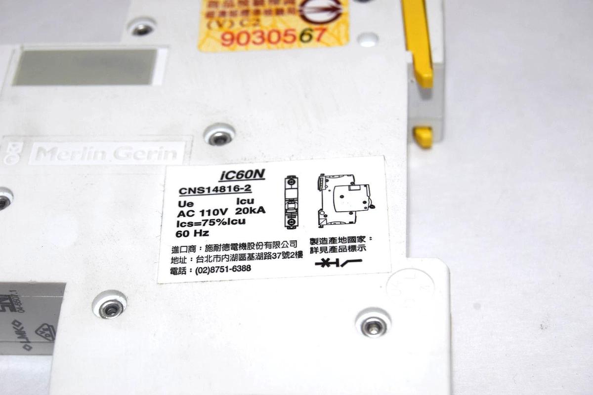 Used SCHNEIDER ELECTIRC iC60N C 3A , CNS14816-2 1P 230/400V Miniature Circuit Breaker