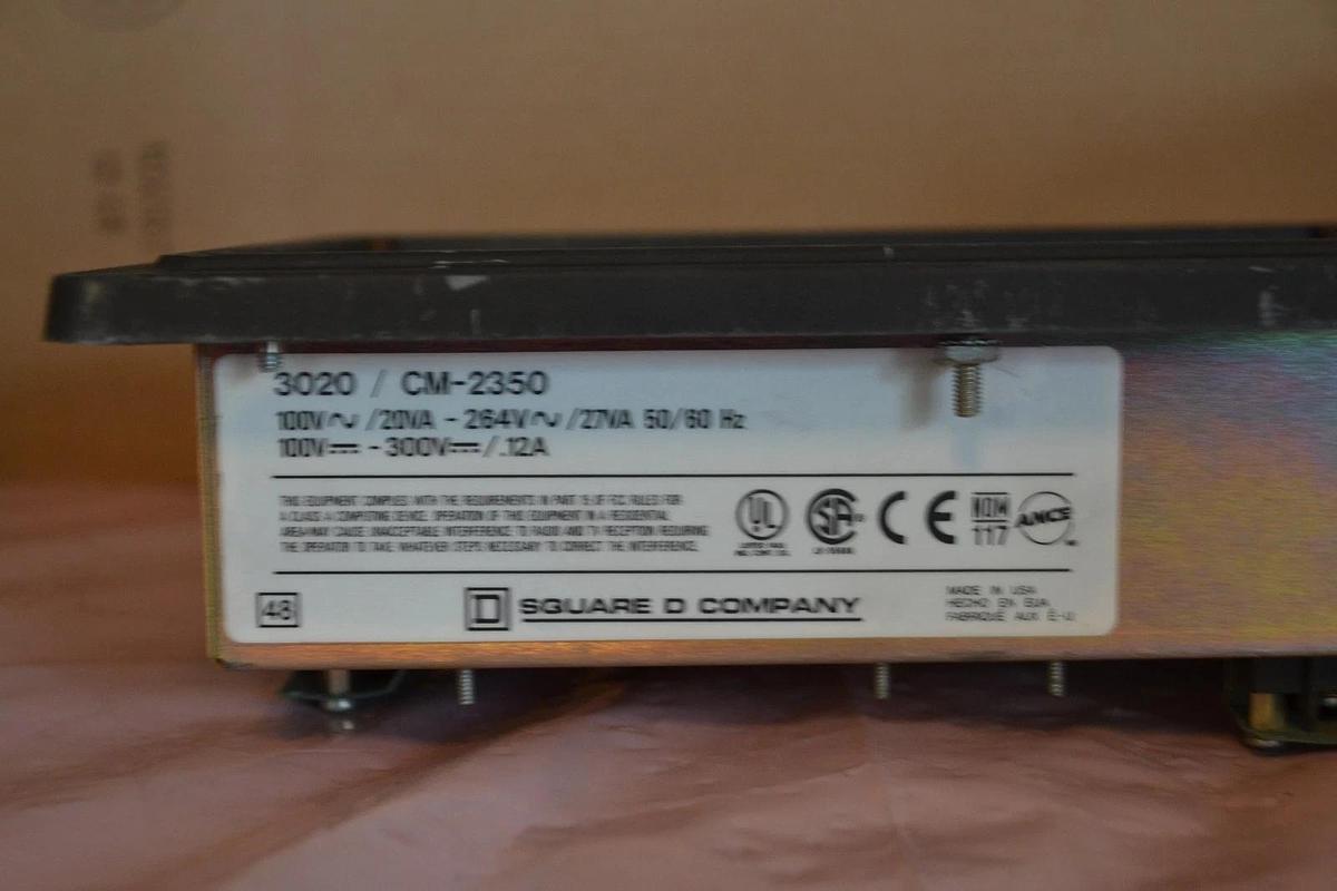 Used SQUARE D POWER LOGIC 3020/CM-2350 Cl: 3020 CM-2350 100VAC 20VA CIRCUIT MONITOR