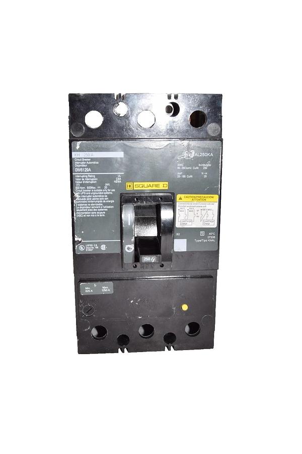 Used Square D 250A Circuit Breaker 0W6129A KH 250 Amp 3 Pole