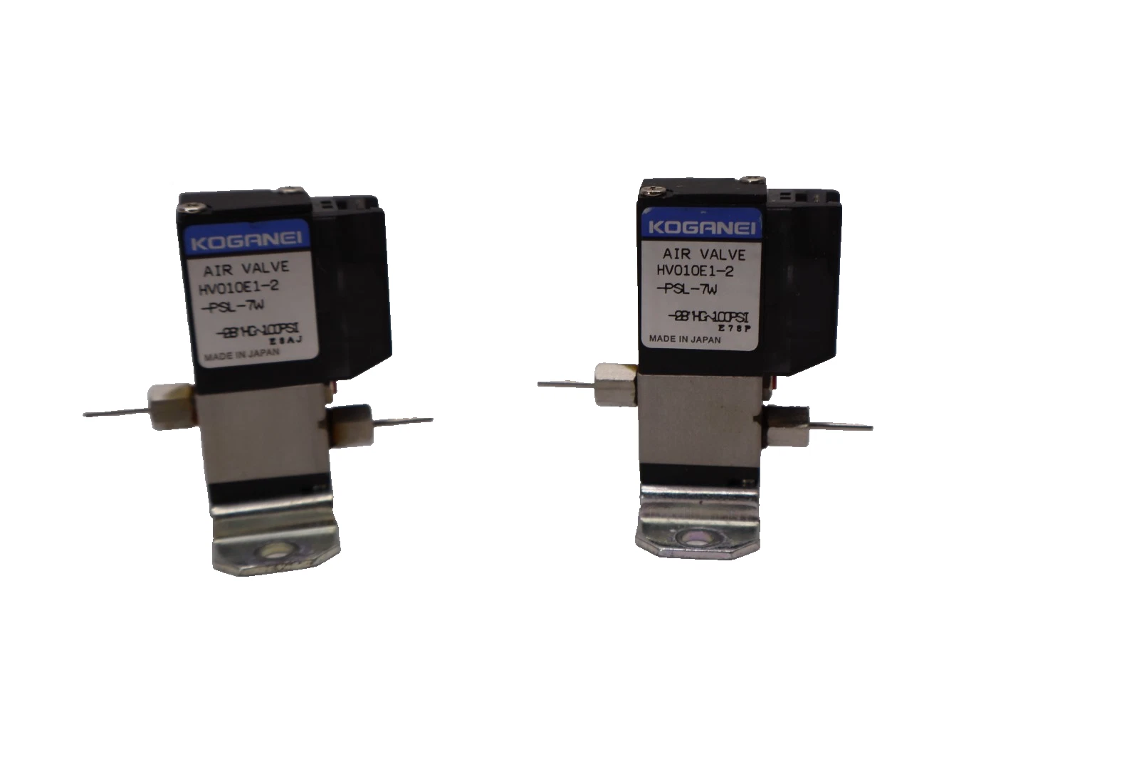 Used Koganei HV010E1-2-PSL-7W , HV010E1 2 PSL 7W Solenoid Air Valve (Lot of 2)