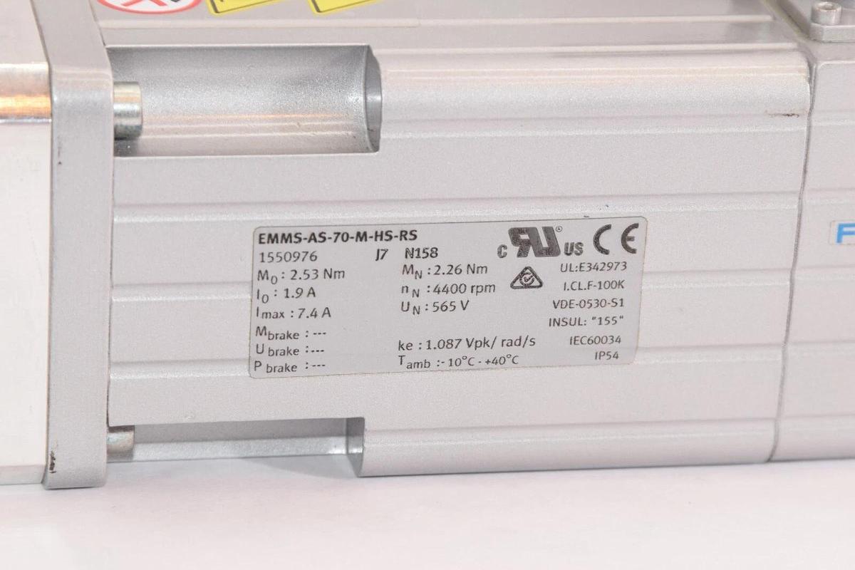 Used FESTO EMMS-AS-70-M-HS-RS Servo Motor With 42626 Gearhead