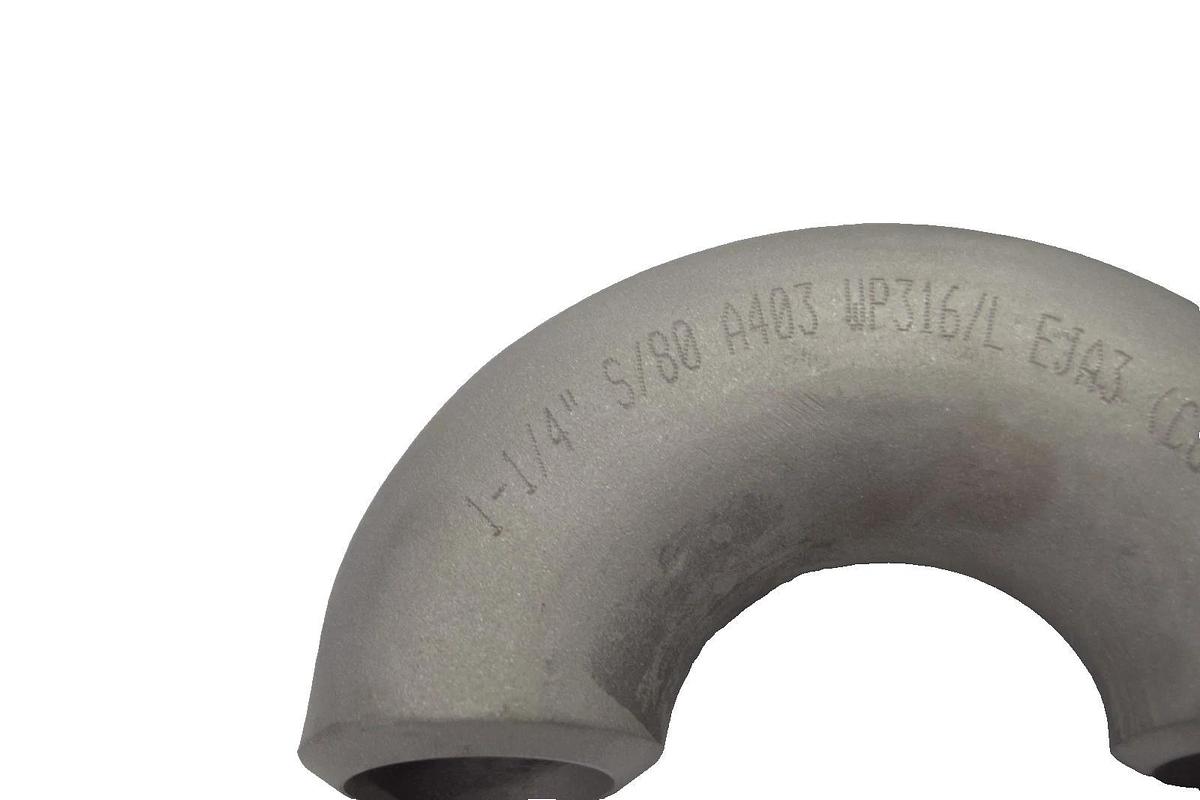 MRC 180° 1-1/4" SS weld Fitting Stainless Seamless Buttweld S/80 A403 WP316/L