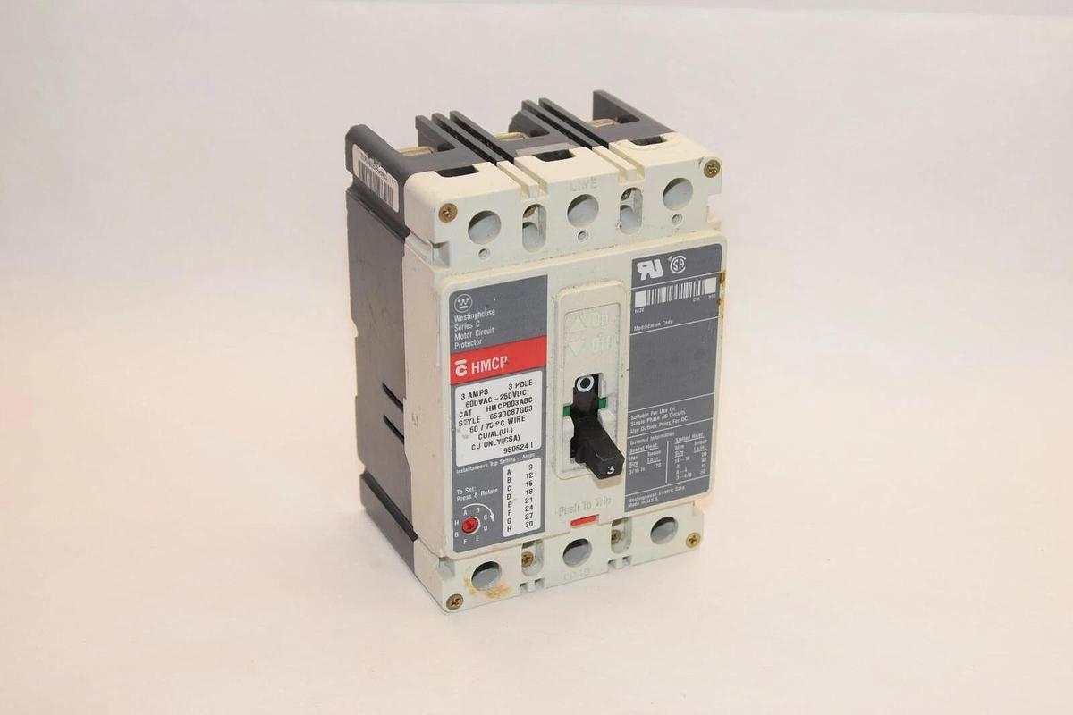 (New) WESTINGHOUSE 6630C87G03 HMCP0D3A0C 3 Amp 3A 3P Series C Circuit Breaker